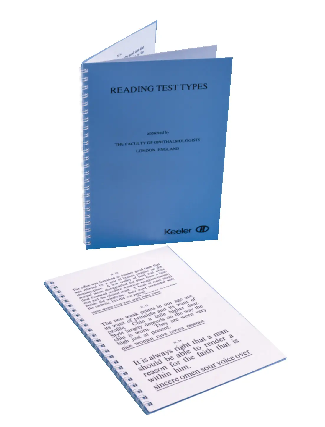 Four page washable reading test type